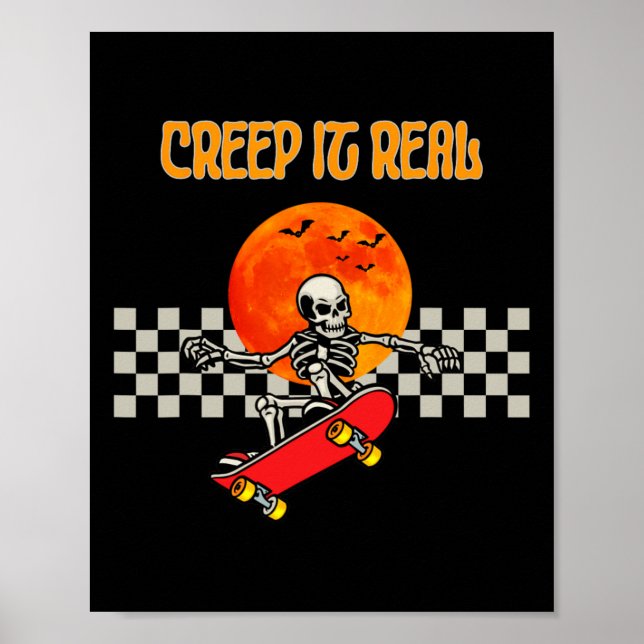 Skateboard Skeleton Halloween Skeleton Horror Mons Poster (Front)