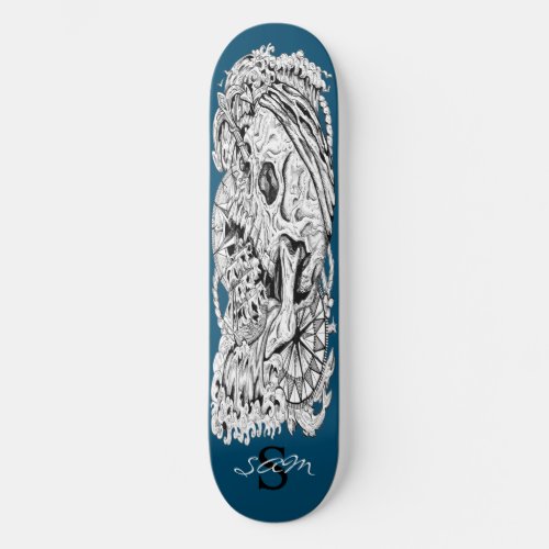 skateboard Skull Monogram  Skeleton Blue Anchor 