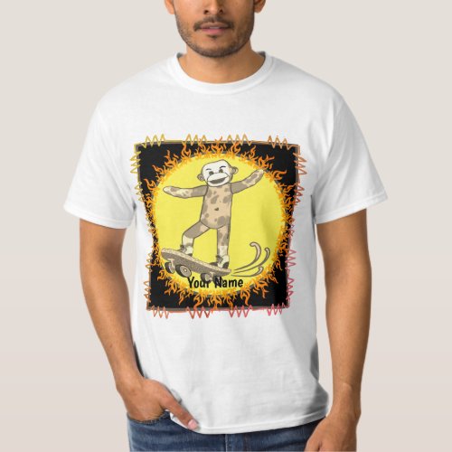 Skateboard Sock Monkey  custom name T_Shirt