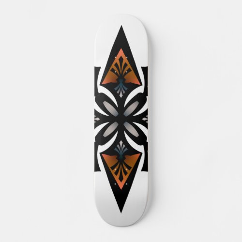 Skateboard Spearhead Flower Orange Silver Skateboard Deck