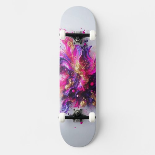 Skateboard Splatter Swirls Fluro Gold Colors