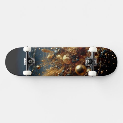 Skateboard Splatter Swirls Gold Colours