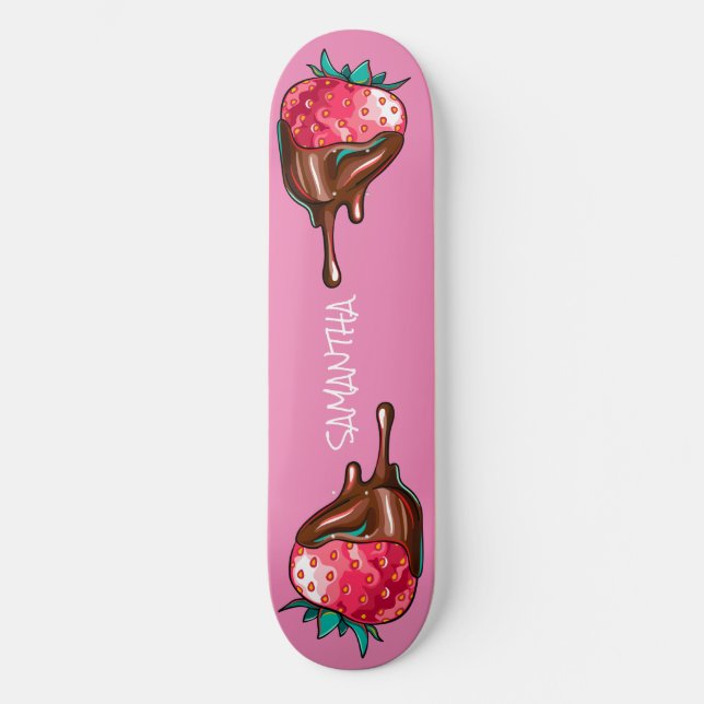 skateboard Strawberry in Dripping Chocolate (Front)