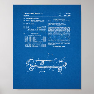 Skateboard Structure Patent - Blueprint Poster