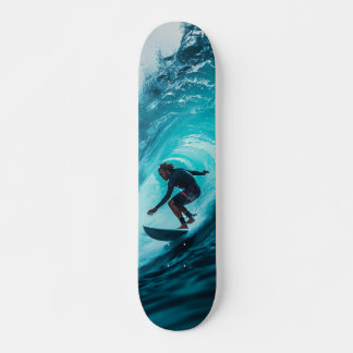 Skateboard Surfer Riding a Sea Wave