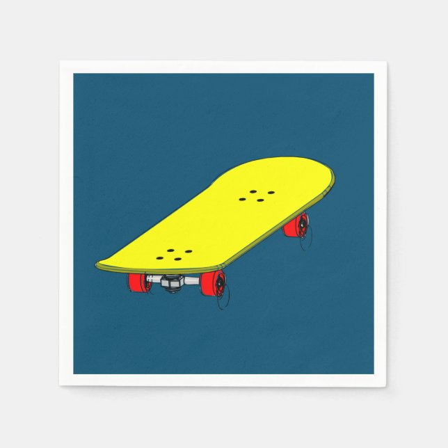 Skateboard themed birthday party napkins (Front)