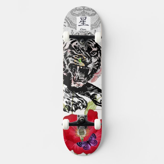 SKATEBOARD TIGER POPPY AND BUTTERFLY (Front)