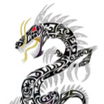 Skateboard Twin Tribal Dragon<br><div class="desc">Twin Tribal Dragon on gold color back ground! This Tattoo Dragon doubled up with red eyes silver talons! Functional Art or Wall Art for any room young or elder! Note is not real gold leaf in this product.</div>