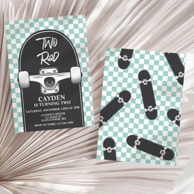 Skateboard Two Rad 2nd Birthday Invitation (Creator Uploaded)