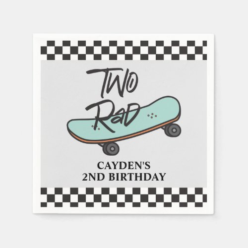 Skateboard Two Rad 2nd Birthday Napkins