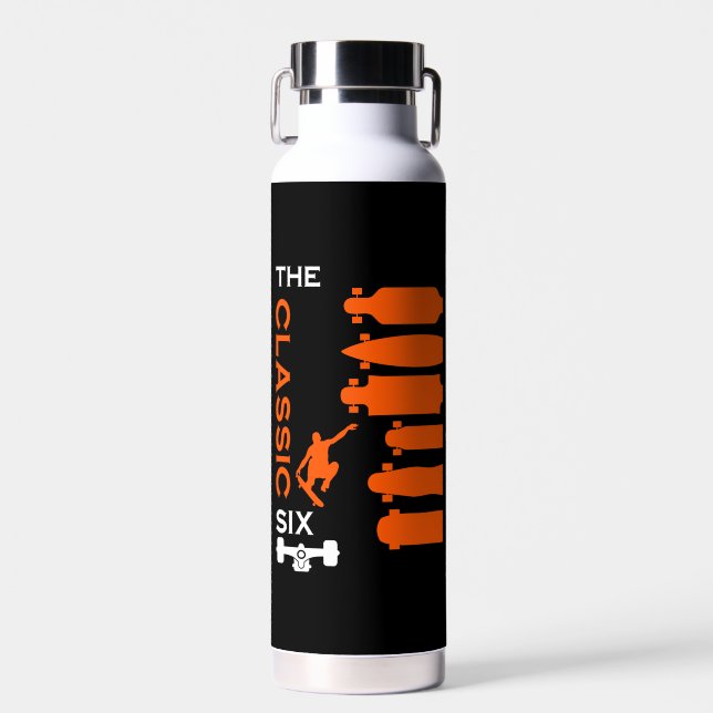 Skateboard Types Water Bottle (Front)