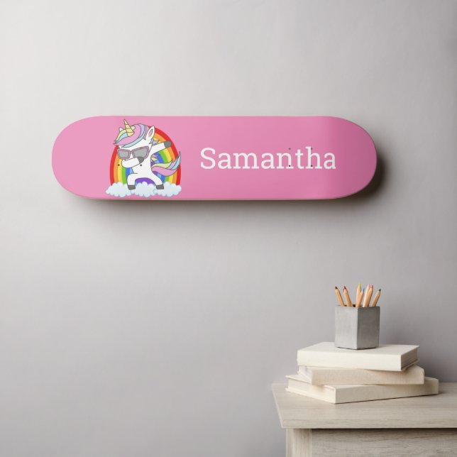 Skateboard Unicorn Rainbow Glitter Sparkles.  (Wall Art (Horz))