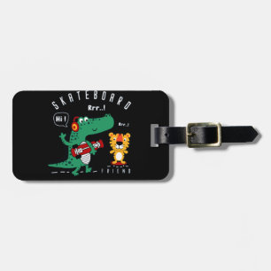 skateboard vector animal cartoon illustration luggage tag