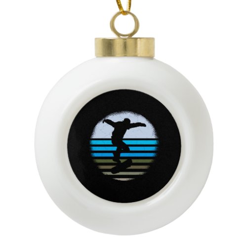Skateboard Vintage Retro Ceramic Ball Christmas Ornament