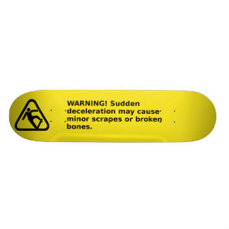 Skateboard warning label with pictogram deck