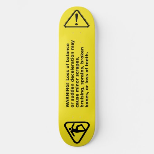 skateboard warning label with pictograms