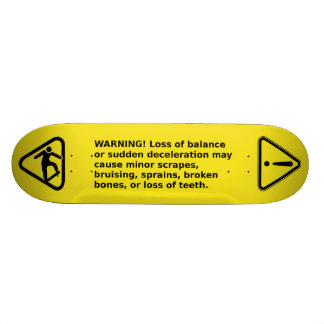 skateboard warning label with pictograms deck