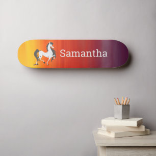 Skateboard White Horse Rainbow