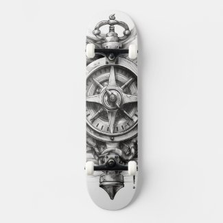 Skateboard with a compass