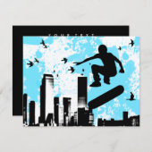 skateboard with birds : cityscape (Front/Back)