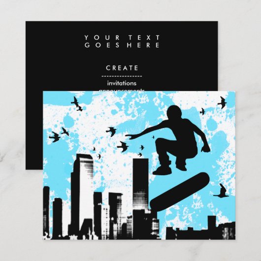 skateboard with birds : cityscape (Front/Back)