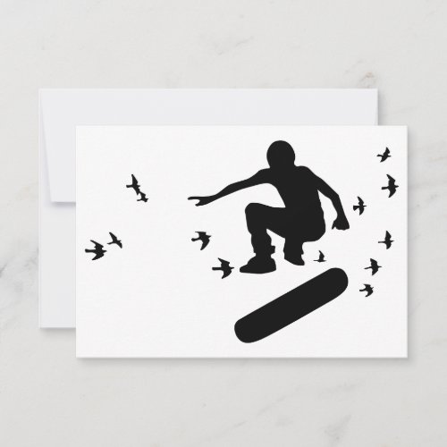 skateboard with birds invitation