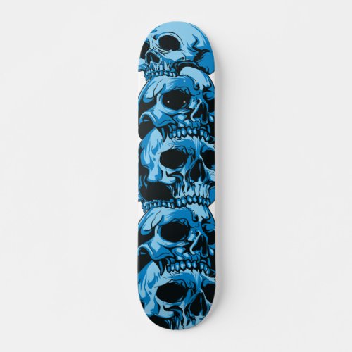 Skateboard with Blue Skulls Design