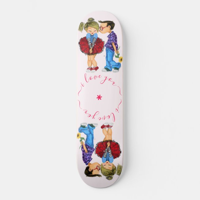 Skateboard with Couple Love - I love You (Front)