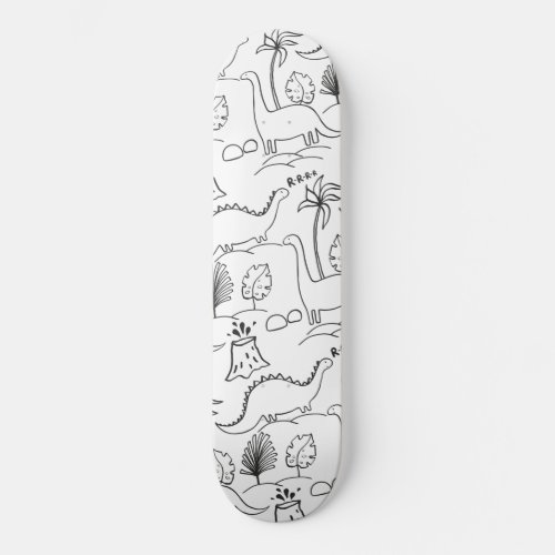 Skateboard with cute dinosaurs