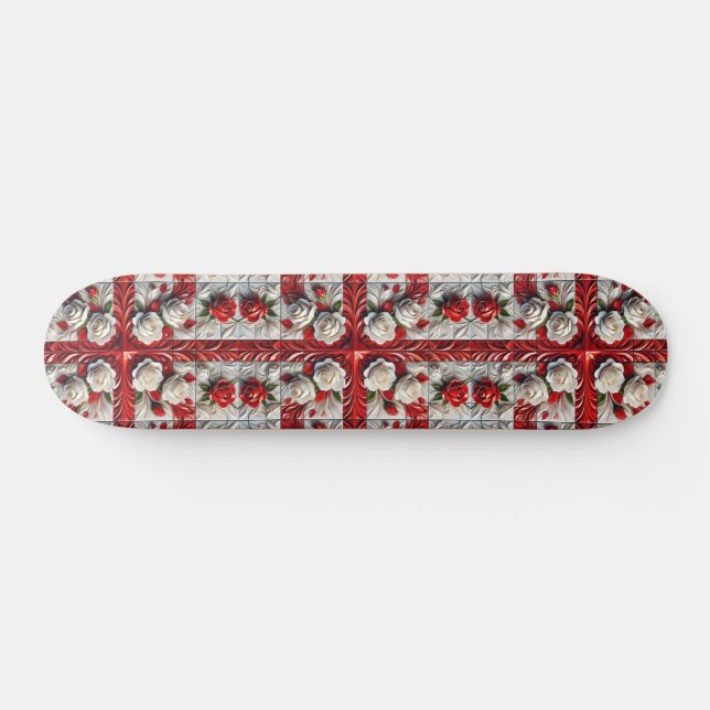 Skateboard with English Roses Design (Horz)