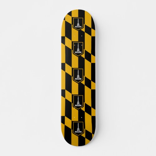 Skateboard with flag of Baltimore Maryland USA