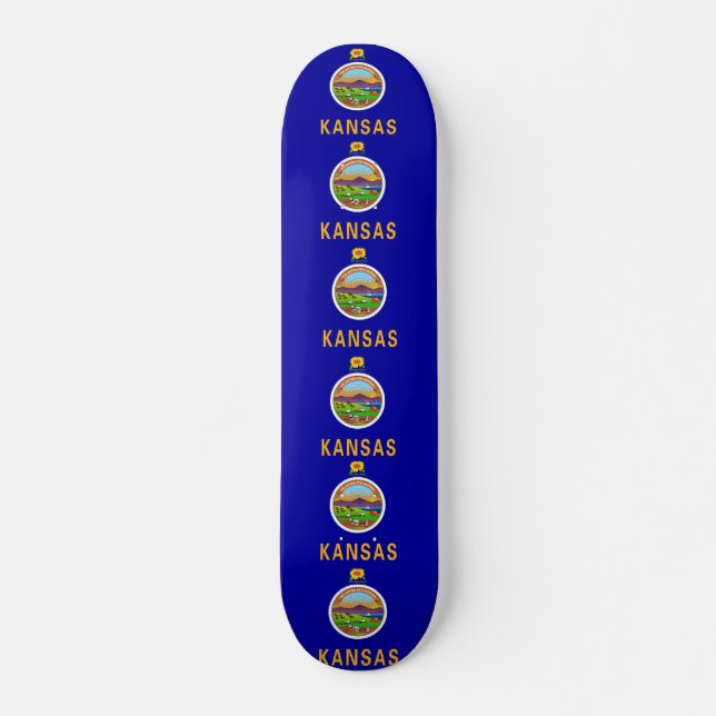 Skateboard with flag of Kansas Deck (Front)