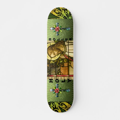 Skateboard with Holy Roller Jesus Graphic