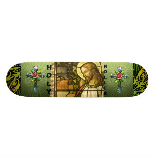 Skateboard with Holy Roller Jesus Graphic Deck