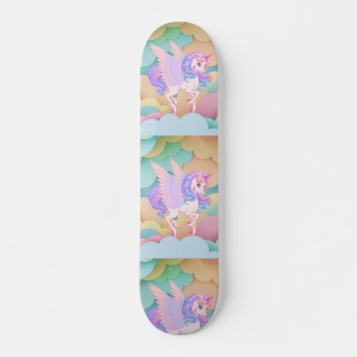 Skateboard with unicorns