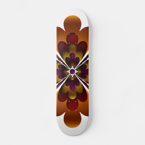 Skateboard Zen Flower Brown Maroon Yellow Pink Skateboard Deck