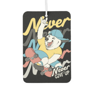 Skateboarder Bear Skateboard Never Give Up Air Freshener