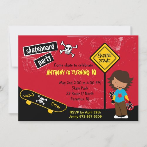 Skateboarder Birthday Invitation