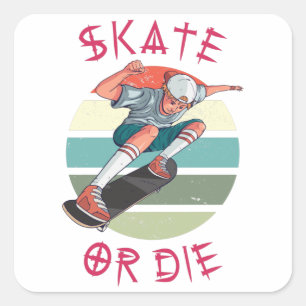 Skateboarder Boy Square Sticker