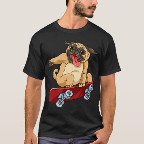 Skateboarder Bulldog Frenchie Skateboard Skateboar T_Shirt