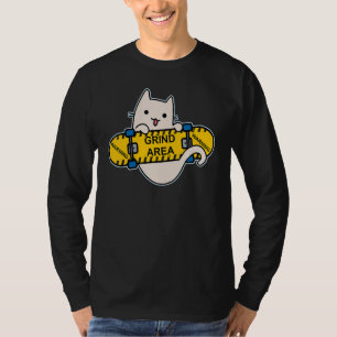 Skateboarder Cat Skateboarding on Skateboard Grind T-Shirt