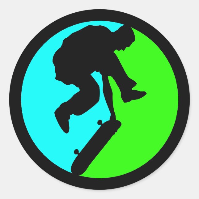 SKATEBOARDER CLASSIC ROUND STICKER (Front)