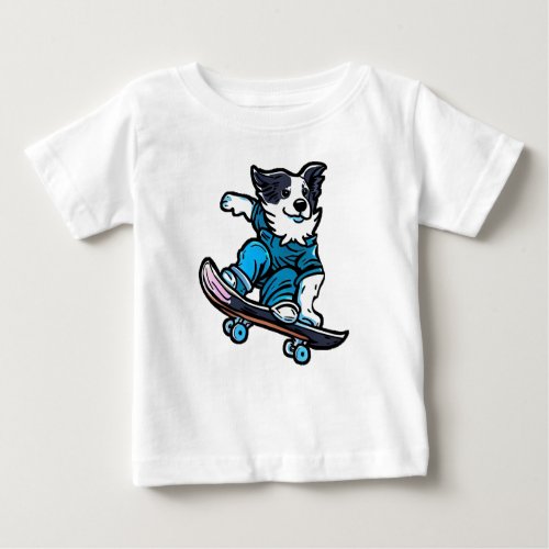 Skateboarder Dog Baby T_Shirt