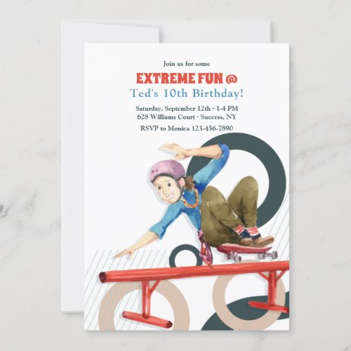 Skateboarder Extreme Fun Invitation