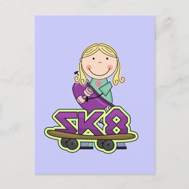 SKATEBOARDER Extreme Sports -Blond Girl Postcard (Front)