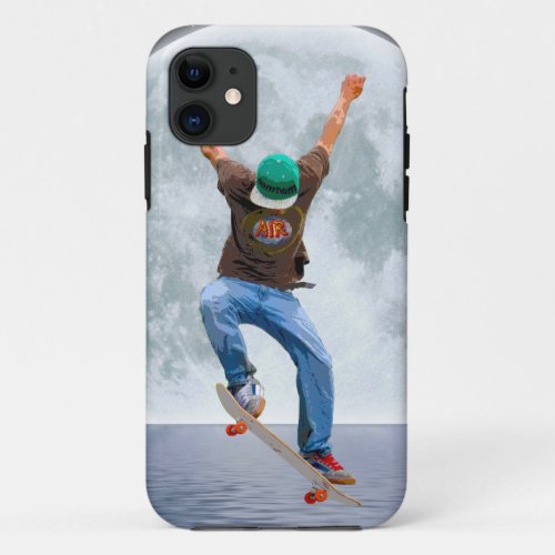 Skateboarder  Full Moon Action Sports Art iPhone 11 Case