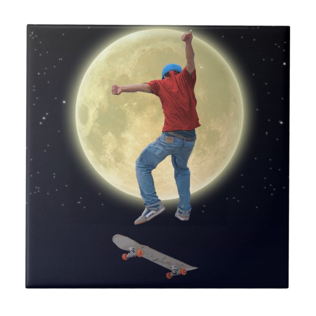 Skateboarder Get Some Air Action Street Kulcha Art Ceramic Tile (Front)