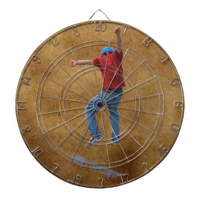 Skateboarder Get Some Air Action Street Kulcha Art Dartboard With Darts (Front)
