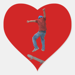 Skateboarder Get Some Air Action Street Kulcha Art Heart Sticker