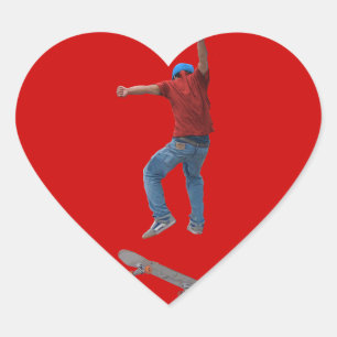 Skateboarder Get Some Air Action Street Kulcha Art Heart Sticker